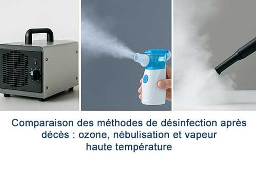 Comparaison des méthodes de désinfection après décès : ozone, nébulisation et vapeur haute température